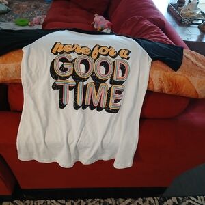 White Graphic T-Shirt with Black Sleeves